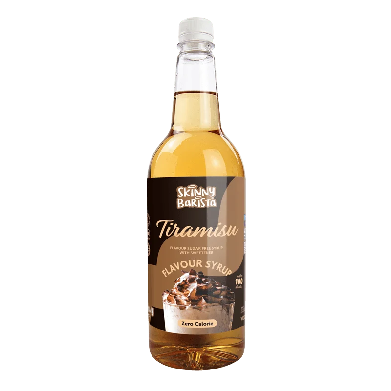 Sirop saveur tiramisu Skinny Barista - Café léger sans sucre et sans calories - 1 litre (Édition limitée)
