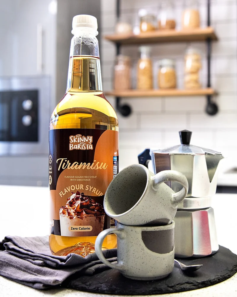 Sirop saveur tiramisu Skinny Barista - Café léger sans sucre et sans calories - 1 litre (Édition limitée)