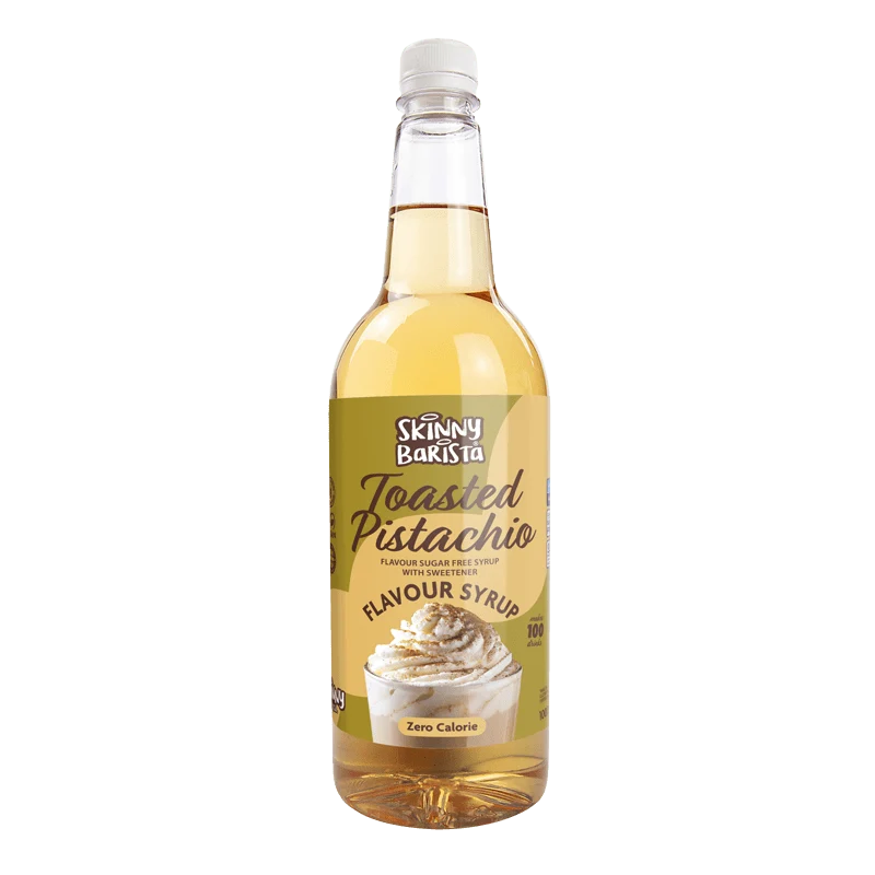 Sirop saveur pistache grillée Skinny Barista - Café léger sans sucre et sans calories - 1 litre (Édition limitée)