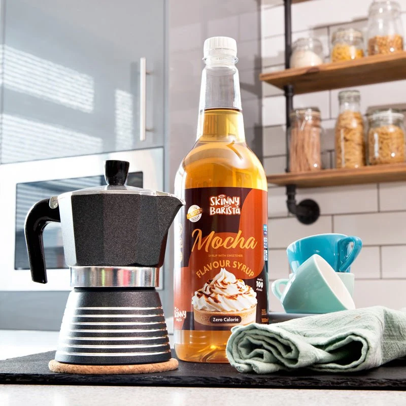Sirop aromatisé au moka Skinny Barista - Café léger sans sucre et sans calories - 1 litre (Édition limitée)
