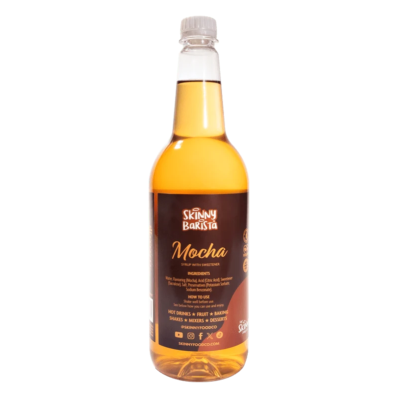 Sirop aromatisé au moka Skinny Barista - Café léger sans sucre et sans calories - 1 litre (Édition limitée)