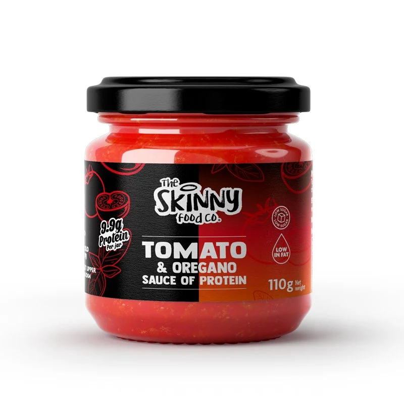 (Liquidation, À consommer de préférence avant juillet 2026) Sauce tomate et origan allégée pour pâtes, nouilles, pizzas, dips - (9.9 g de protéines par pot) 110 g (Également disponible en lot de 6)