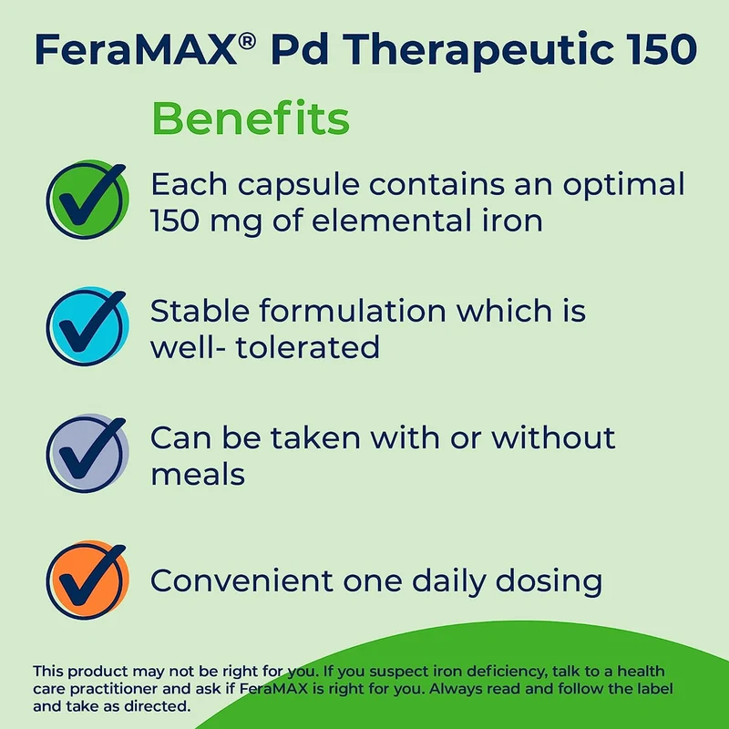BioSyent - FeraMAX Pd Therapeutic 150 mg Iron Supplement | 30 Capsules