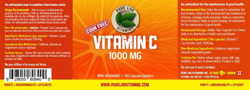 Pure Lab - VIT C 1000mg | 120 Vegi Caps*