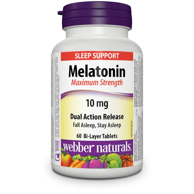 Webber Naturals - Melatonin Dual Action 10MG - Maximum Strength | 60 Tablets