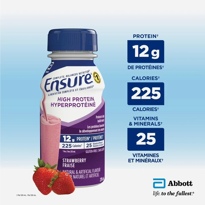 Ensure - High Protein - Gluten Free Meal Replacement Drink - Strawberry Flavour | 6 X 235 ml