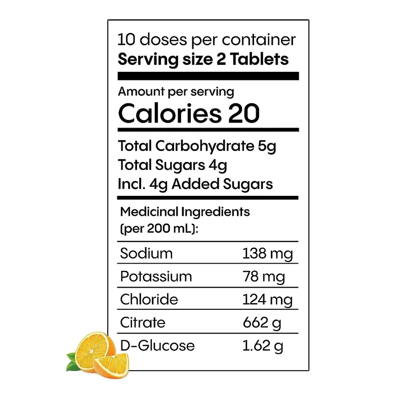 Hydralyte - Effervescent Electrolyte Tablets 10 Doses - Orange Flavour | 20 Tablets