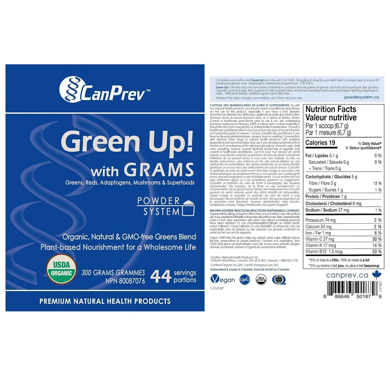 CanPrev - Green Up! with Grams, 44 Servings | 300 g