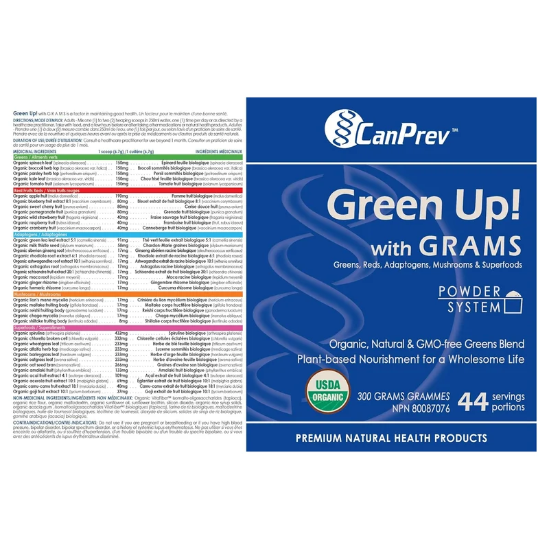CanPrev - Green Up! with Grams, 44 Servings | 300 g