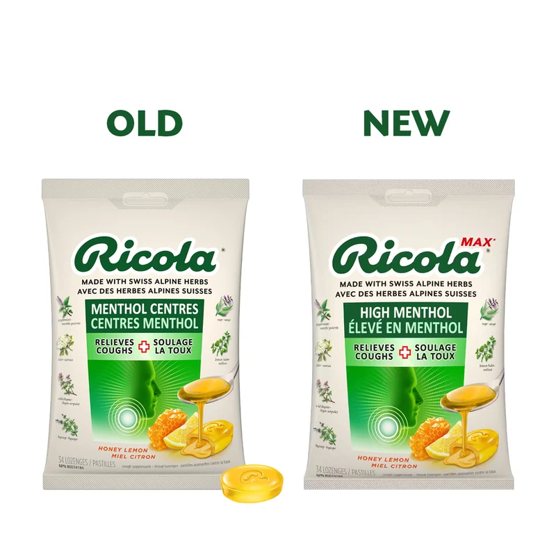 Ricola - High Menthol Max Lozenges, Honey Lemon | 34 Lozenges