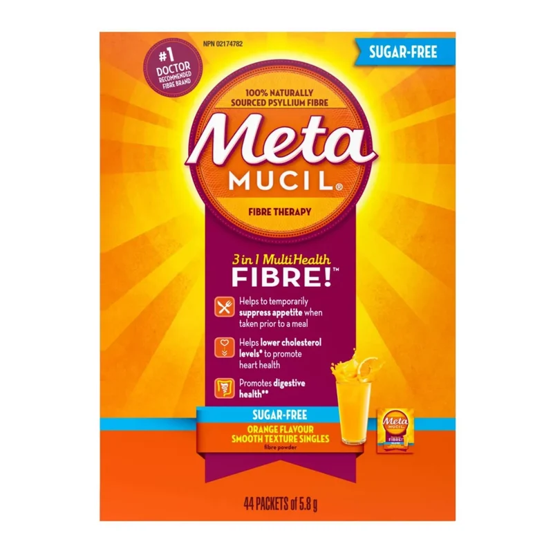Metamucil - 3IN1 Fibre SugarFree, Orange Flavour | 44 Packets