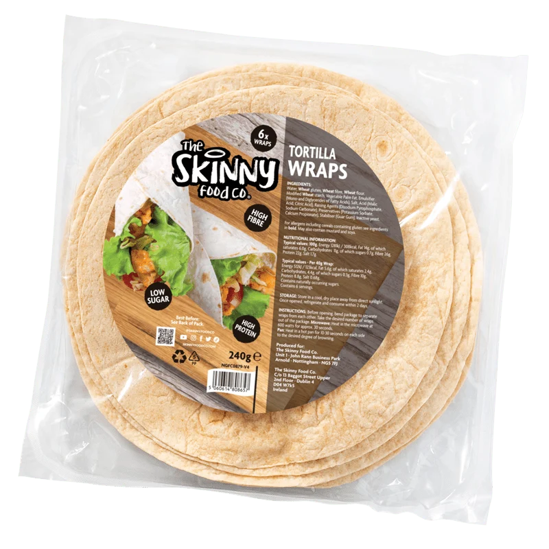 Wraps de tortilla maigres - 4 g de glucides par emballage - 6 x 40 g