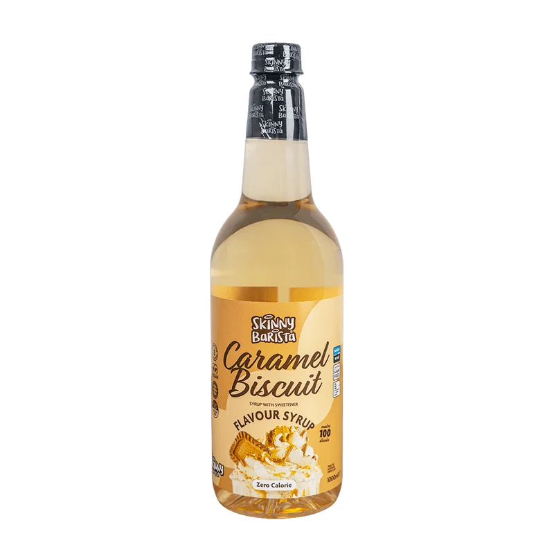Sirop aromatisé aux biscuits au caramel Skinny Barista - Café léger sans sucre et sans calories - 1 litre