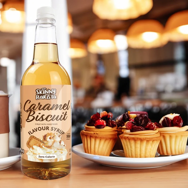 Sirop aromatisé aux biscuits au caramel Skinny Barista - Café léger sans sucre et sans calories - 1 litre
