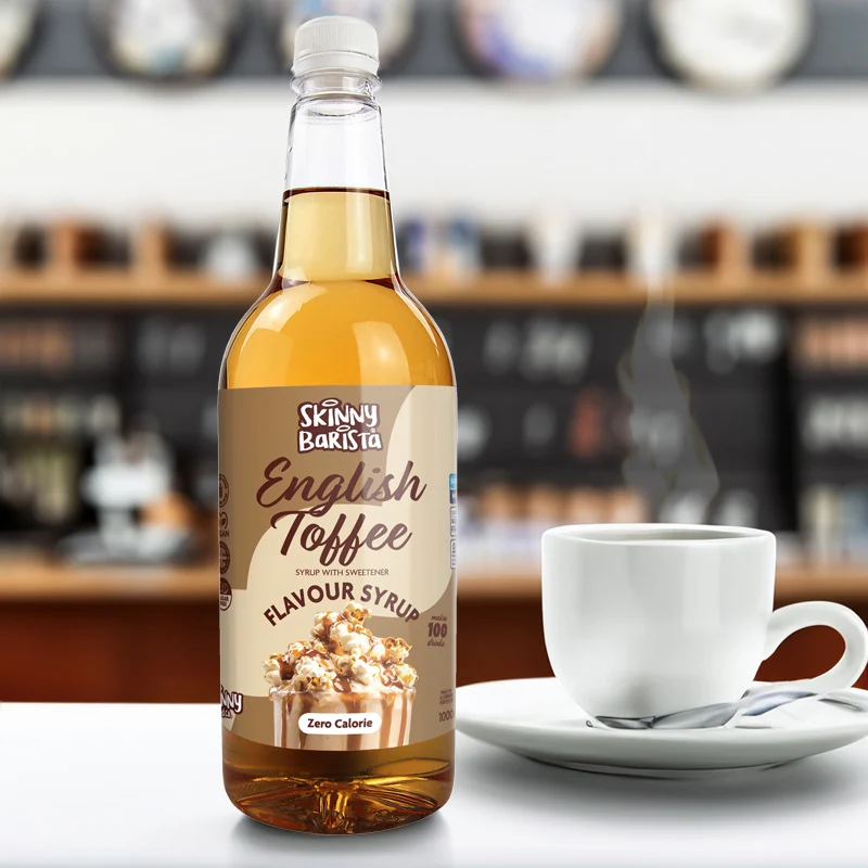 Sirop aromatisé au caramel anglais Skinny Barista - Café léger sans sucre et sans calories - 1 litre