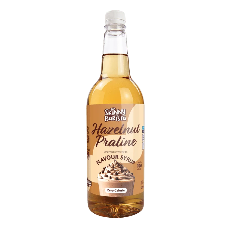 Sirop aromatisé noisette Skinny Barista - Café léger sans sucre et sans calories - 1 litre