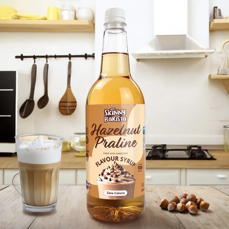 Sirop aromatisé noisette Skinny Barista - Café léger sans sucre et sans calories - 1 litre