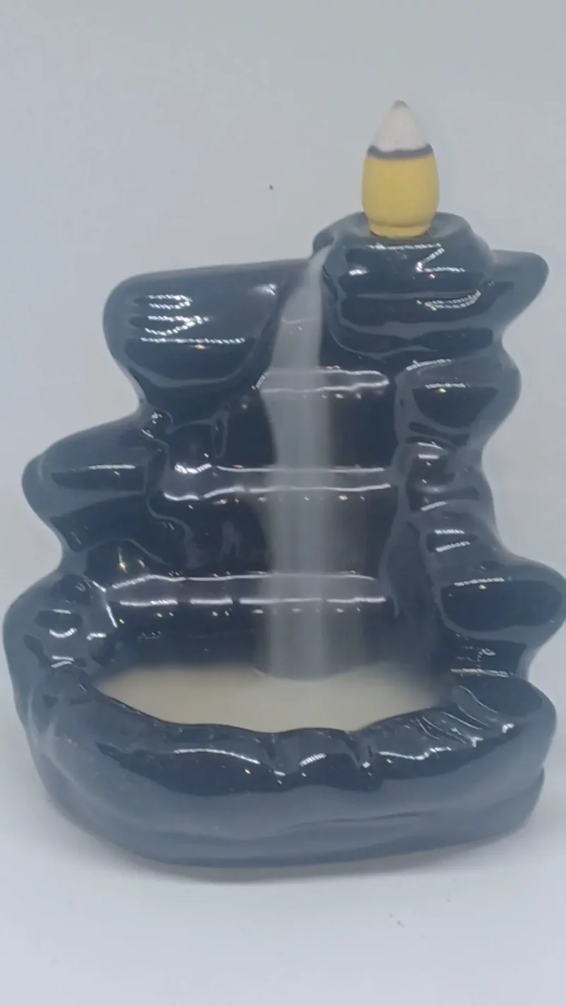 Waterfall back flow incense holder