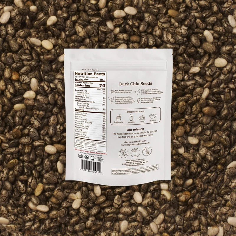 Organic Traditions - Chia Seeds, Dark Whole | 227 g