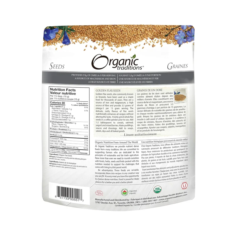 Organic Traditions - Golden Flax Seeds | 454 g