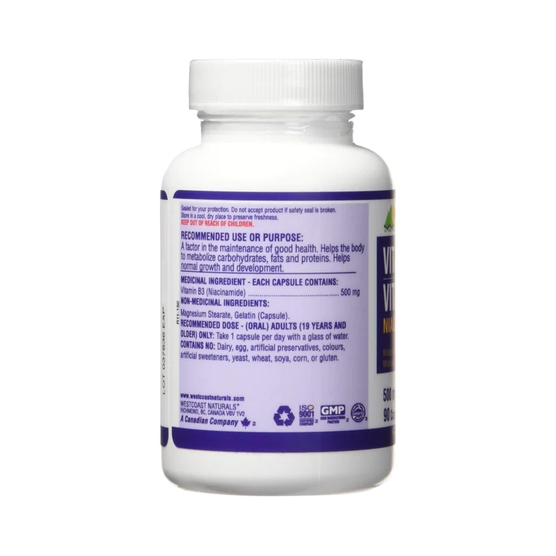 WestCoast Naturals - Niacinamide 500 mg | 90 Capsules