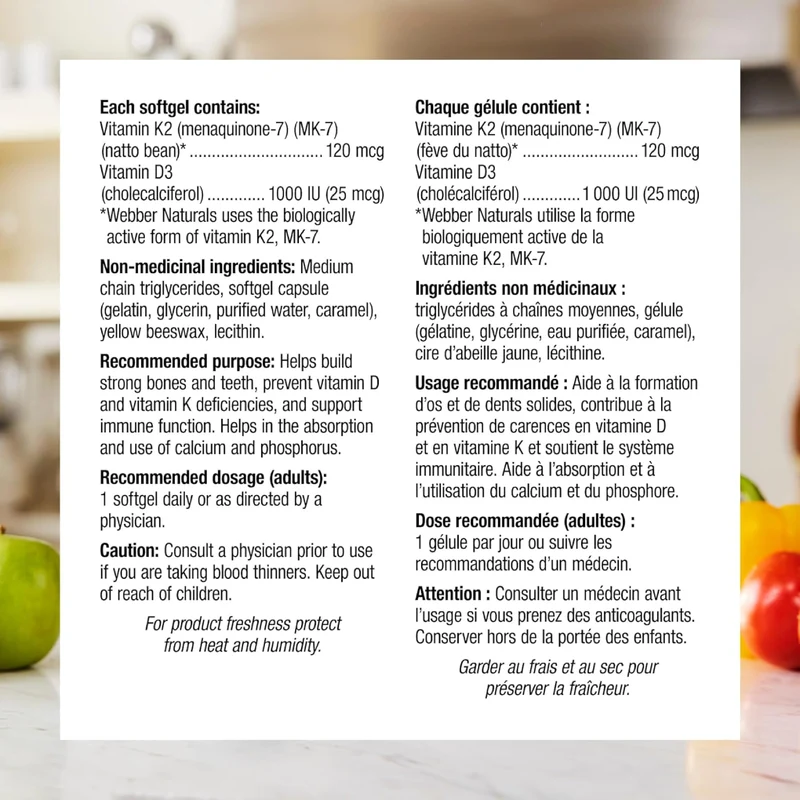 Webber Naturals - Vitamin K2 + D3 | 110 Softgels