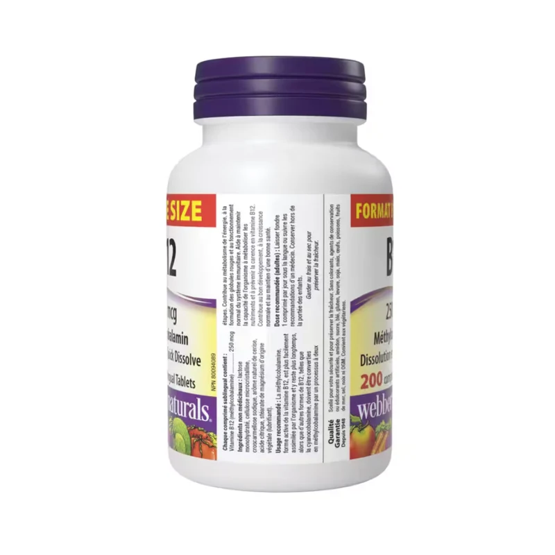 Webber Naturals - Vitamin B12 Methylcobalamin 250 mcg | 200 Tablets