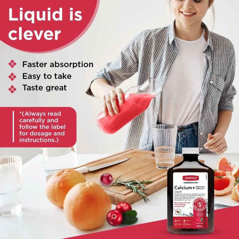 Wampole - Calcium & Magnesium with Vitamin D Cranberry | 350 mL