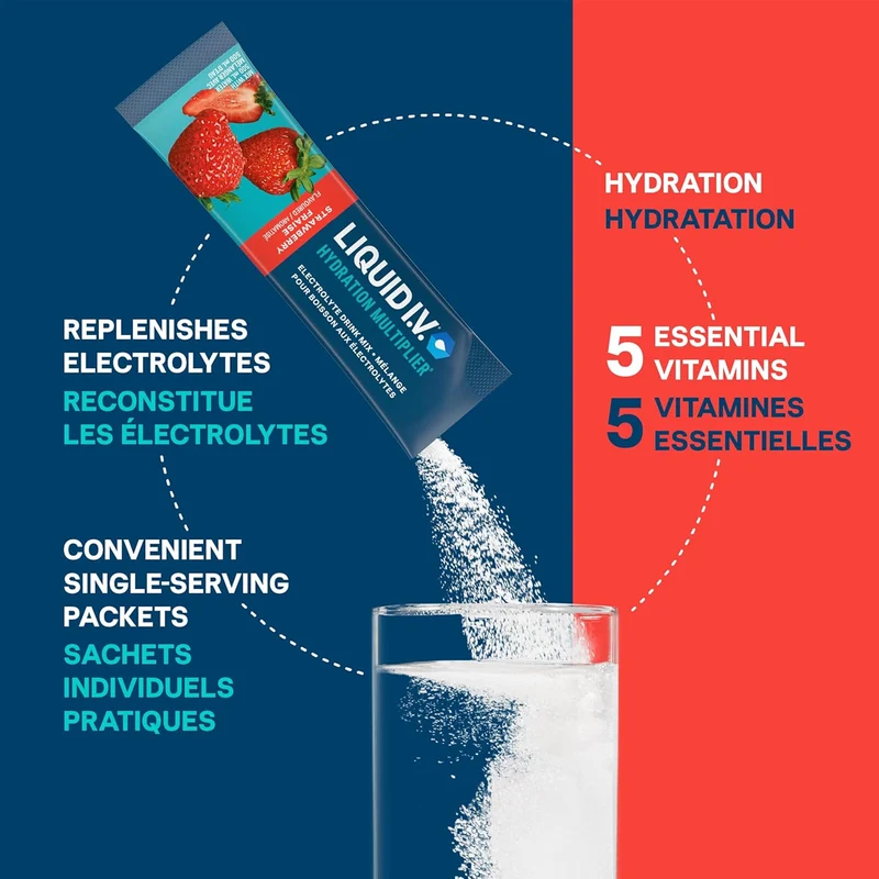 LIQUID IV - Electrolyte Drink Mix, Strawberry | 3 Count