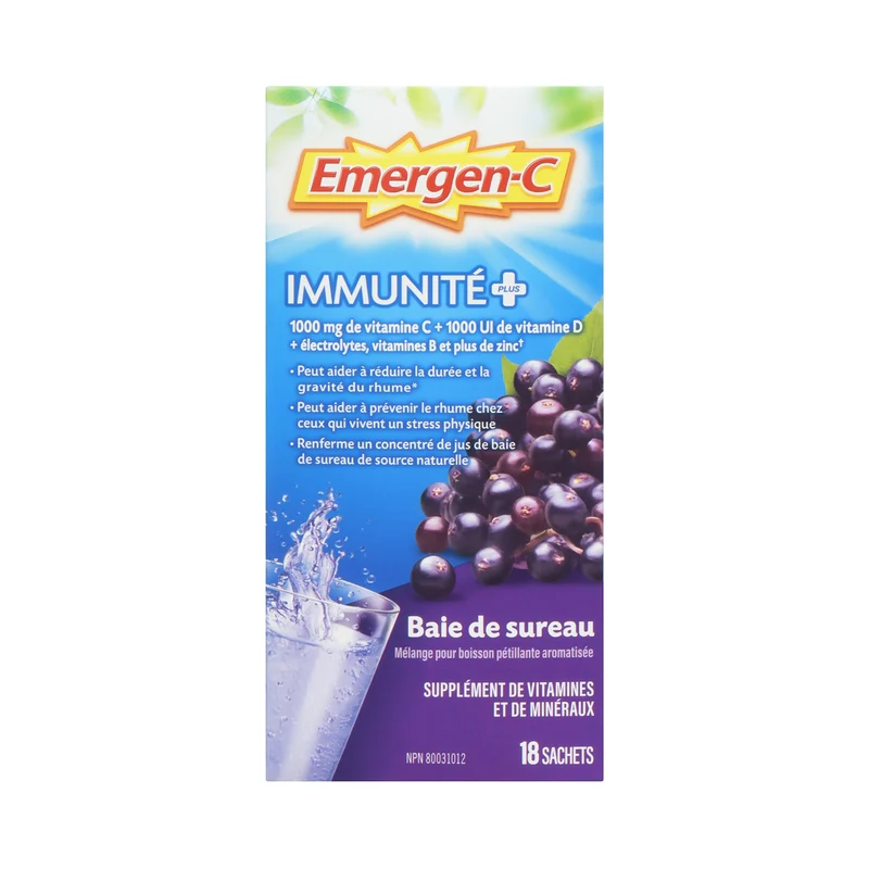 Emergen-C - Immune+ Elderberry Flavoured Fizzy Drink Mix | 18 Packets
