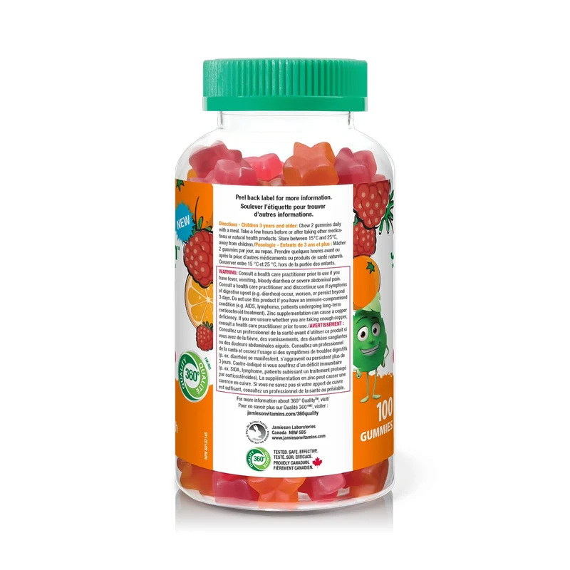 Jamieson - Kids Multivitamin + Probiotics Gummies, Orange & Raspberry | 100 Gummies