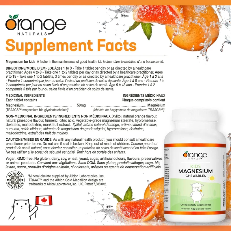 Orange Naturals - Kids Magnesium Chewable | 120 Tablets