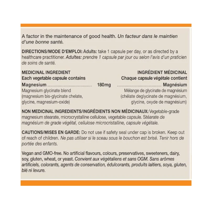 Orange Naturals - Magnesium Glycinate 180 mg | 60 Capsules