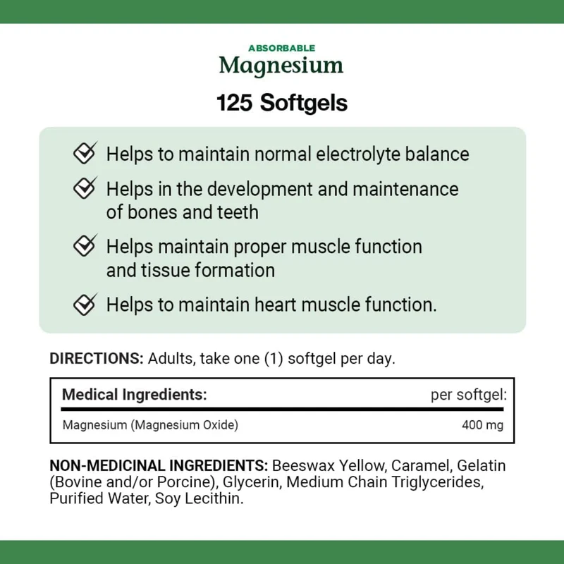 Nature's Bounty - Magnesium | 125 Capsules