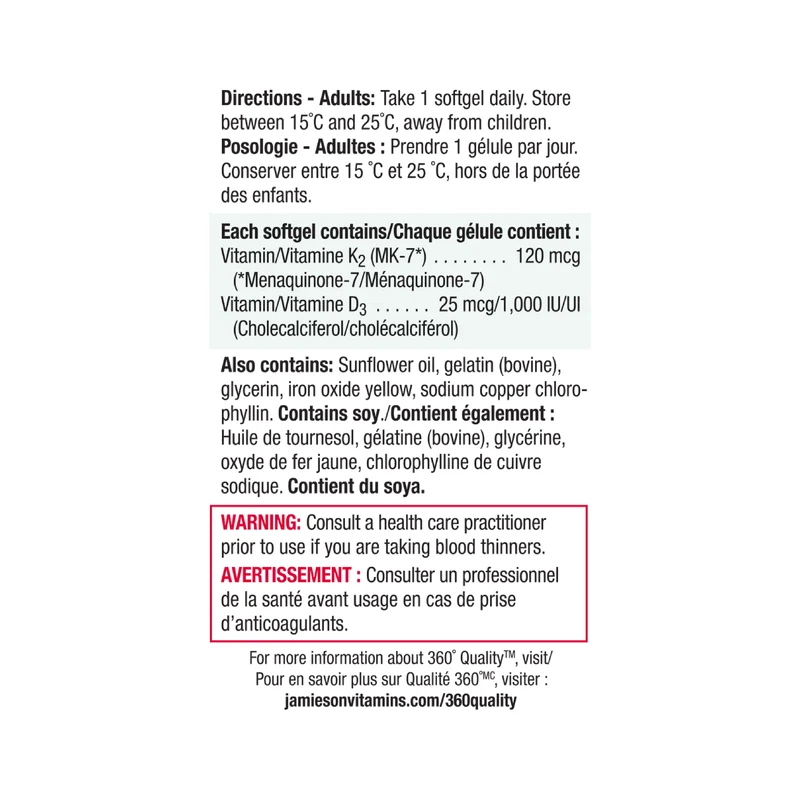 Jamieson - Vitamin K + D3 | 120 Softgels