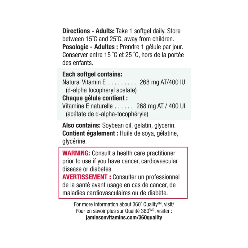 Jamieson - Vitamin E 400 IU | 120 Capsules