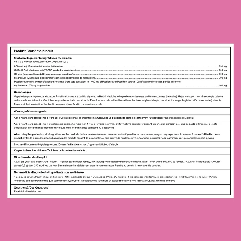 HER dailys - Magnesium Calm Complex, Raspberry Lemonade | 30 Sachets x 7.5 g