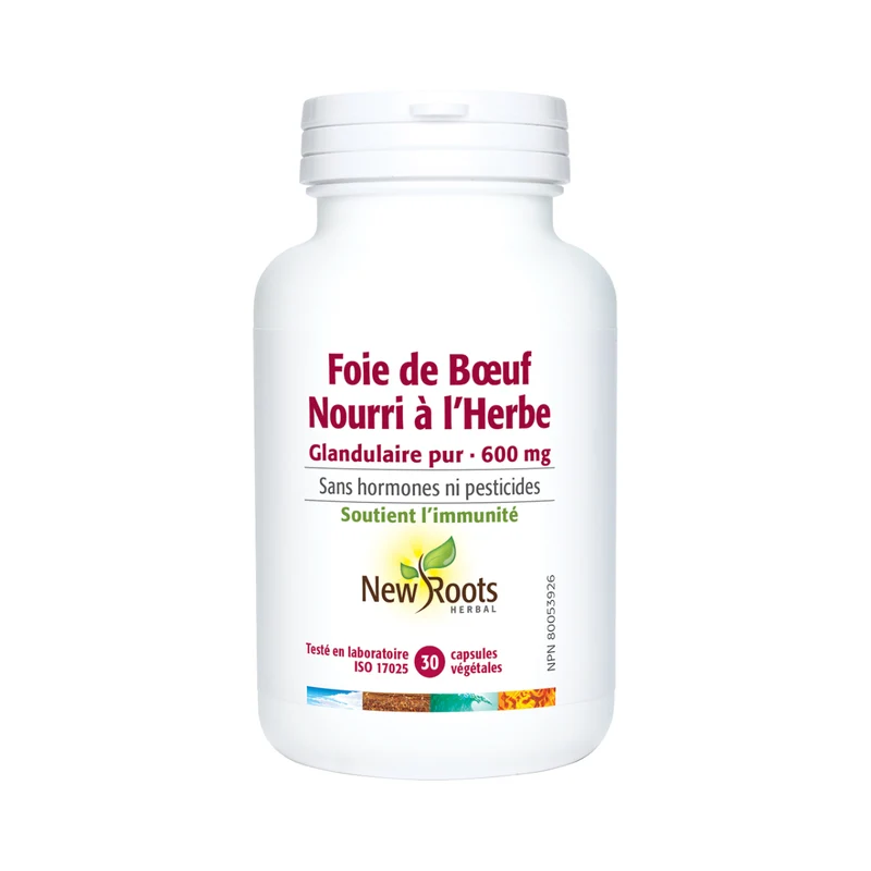 New Roots - Grass-Fed Beef Liver Pure Glandular 600 mg | 30 capsules