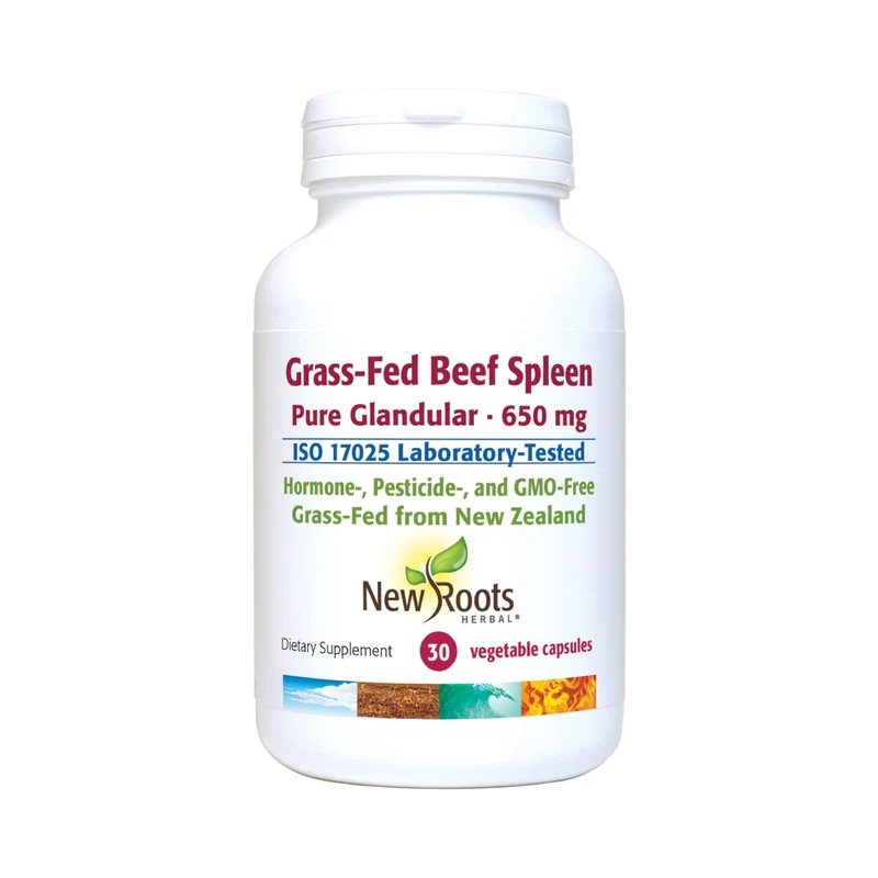 New Roots - Grass-Fed Beef Spleen Pure Glandular 650 mg | 90 capsules
