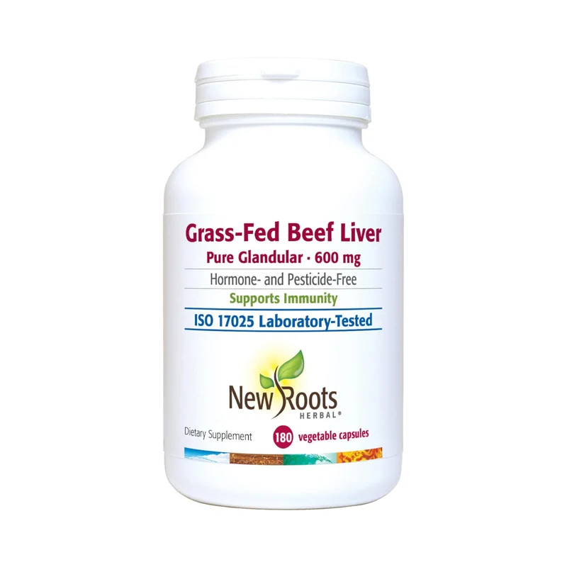 New Roots - Grass-Fed Beef Liver Pure Glandular 600 mg | 180 capsules