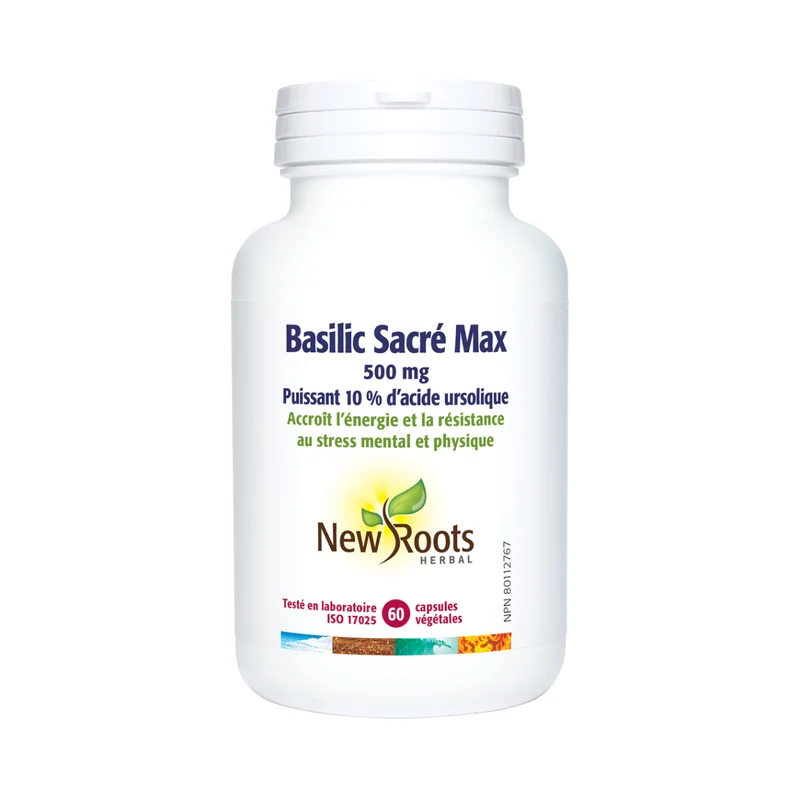 New Roots - Holy Basil Max 500 mg Potent 10% Ursolic Acid | 60 capsules