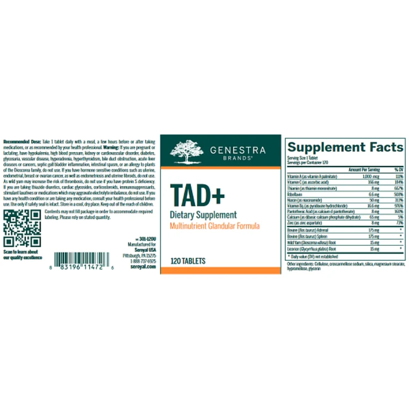 Genestra - TAD+ | 120 Tablets