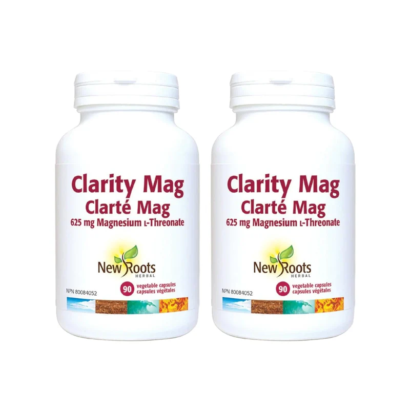 2-PACK! New Roots - Clarity Mag 625 mg, Magnesium ʟ‑Threonate | 90 Vegetable Capsules*
