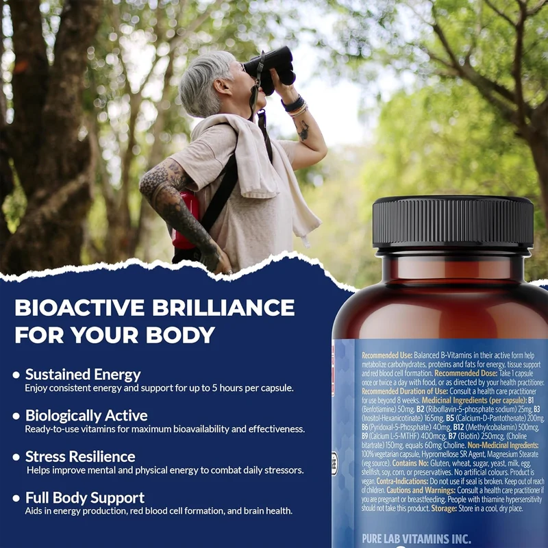 2-PACK! Pure Lab - Bioactive B Complex, Slow Release | 60 Capsules
