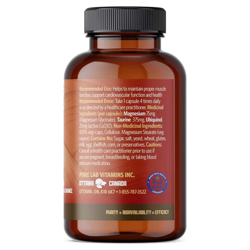 2-PACK! Pure Lab - Magnesium Glycinate - Taurine & CoQ10 | 120 Vegi-Caps