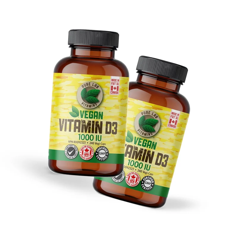 2-PACK! Pure Lab - Vegan D3 1000 IU -Dry, Crystalline, Pine Source | 240 Capsules