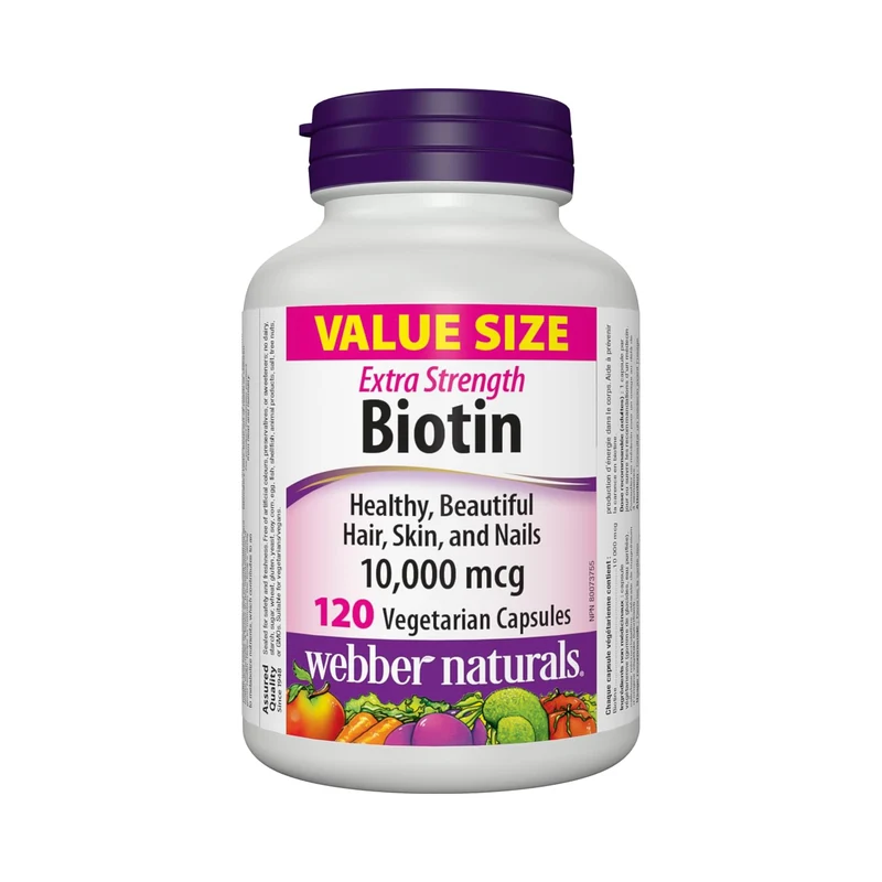 Webber Naturals - Extra Strength Biotin 10,000 mcg | 120 Veg Capsules
