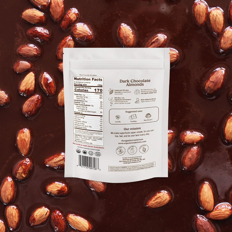 Organic Traditions - Almonds, Dark Chocolate | 227 g