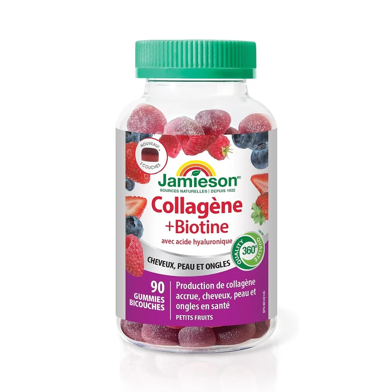 Jamieson - Collagen + Biotin with Hyaluronic Acid, Mixed Berry | 90 Bilayer Gummies