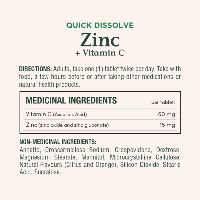 Nature's Bounty - Zinc + Vitamin C Immunity | 60 Tablets